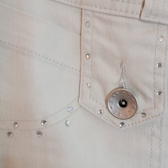 RVT white jeans w/ rhinestones. Size 12. Flare leg - Picture 7 of 12